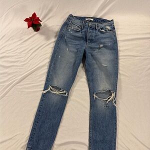 GRLFRND Jeans Womens 27 Distressed Karolina High Rise Straight Leg Denim USA